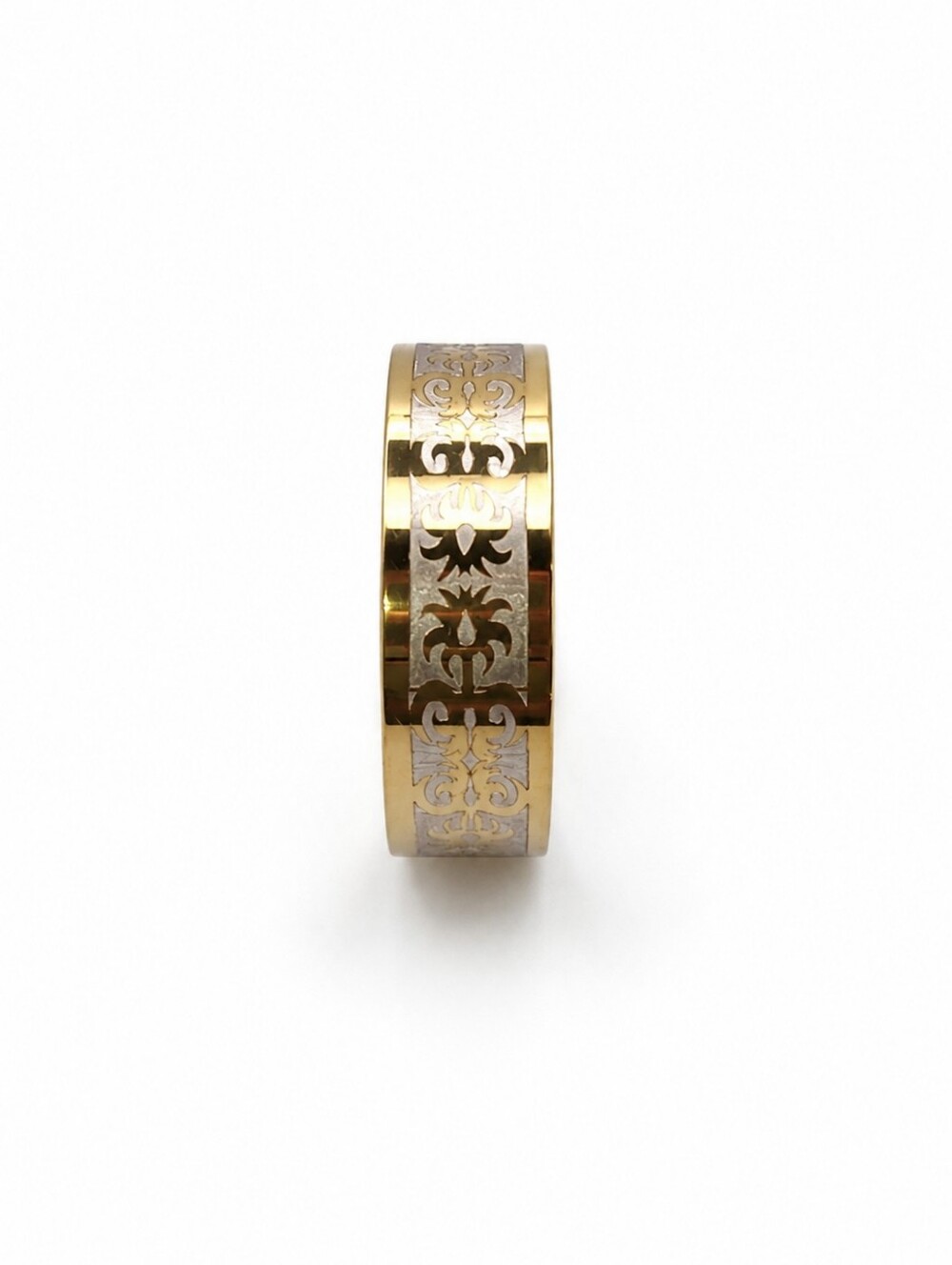Gold Silver Filigree Stainless Steel Ring Band Women’s Size 10.25 Boho